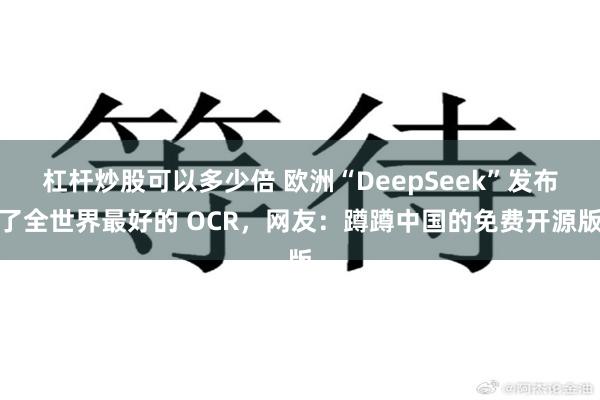 杠杆炒股可以多少倍 欧洲“DeepSeek”发布了全世界最好的 OCR，网友：蹲蹲中国的免费开源版