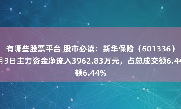 有哪些股票平台 股市必读：新华保险（601336）7月3日主力资金净流入3962.83万元，占总成交额6.44%